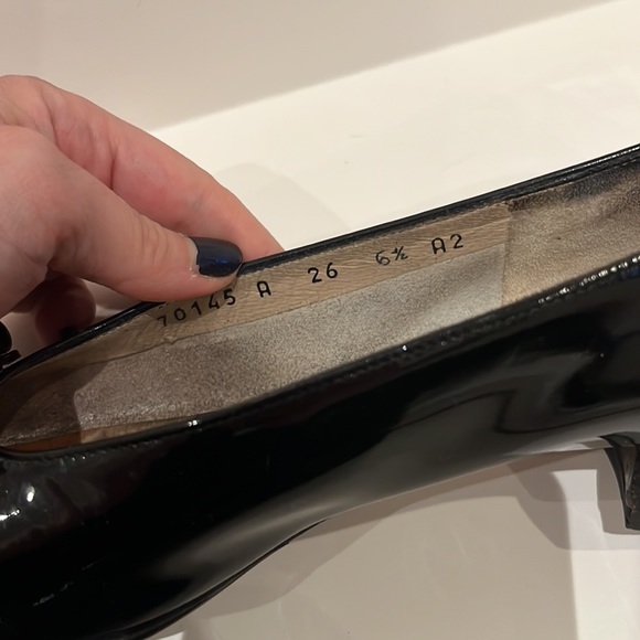 Salvatore Ferragamo Patent Leather Flats with Bow, Silver - Picture 11 of 13